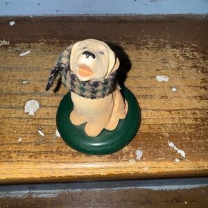 Charming Tan Dog Figurine with Scarf